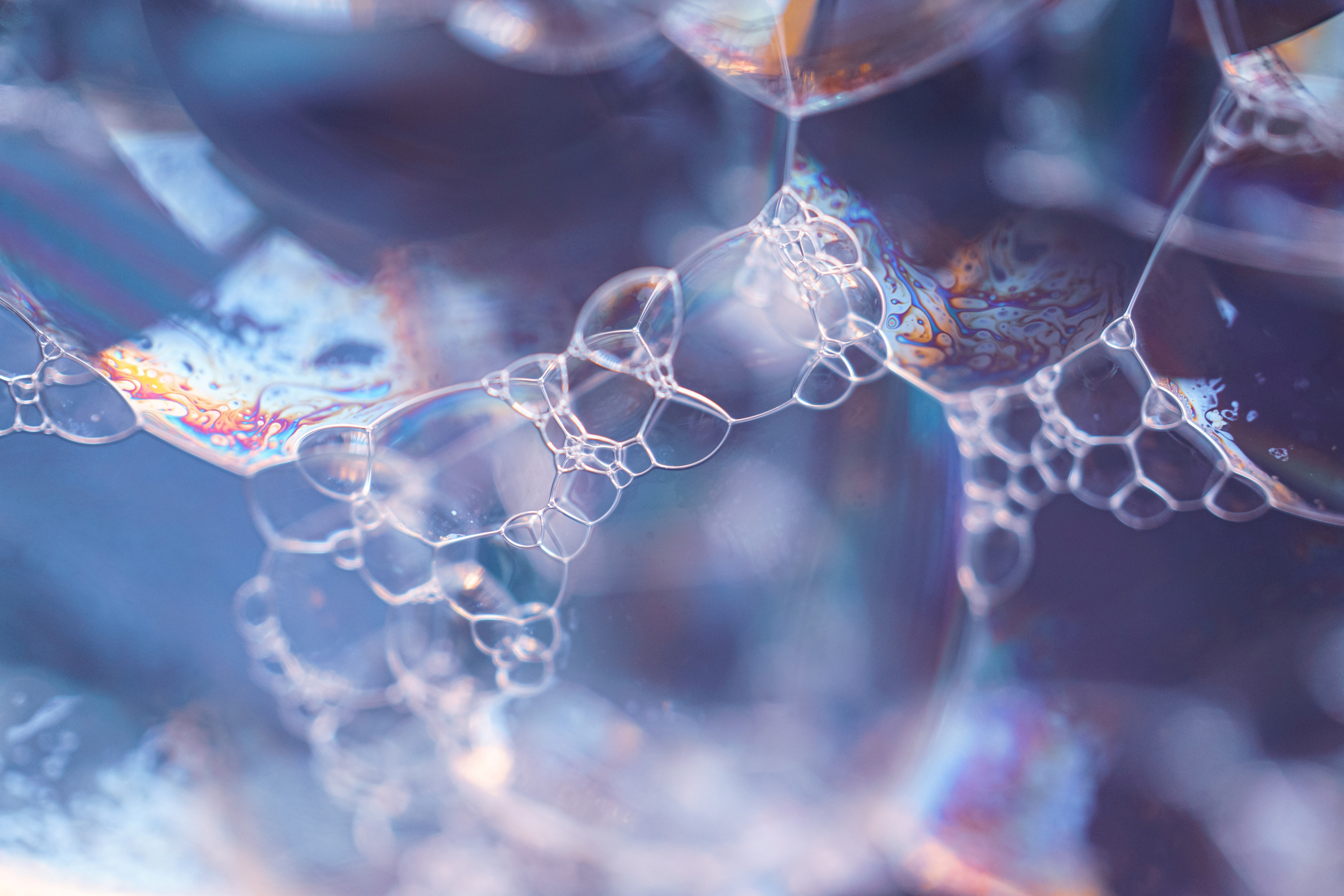 colorful soap bubbles, multicolored abstract background